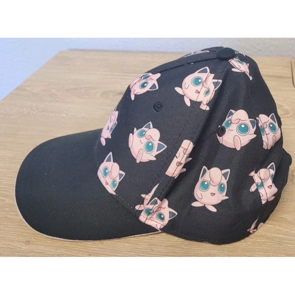 Bioworld Pokemon Jigglypuff Youth Snapback Hat Black Cap Pink Pokemon Figures
